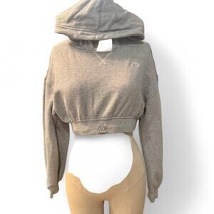 For love lemons gray cropped women's hoodie womens small